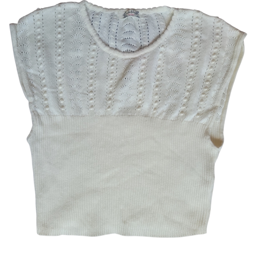 Free People Cream Knit Cap Sleeve Sweater Tank